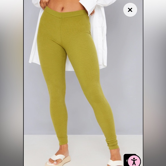 PLT Olive Rib V-front Detail Leggings - Picture 4 of 4